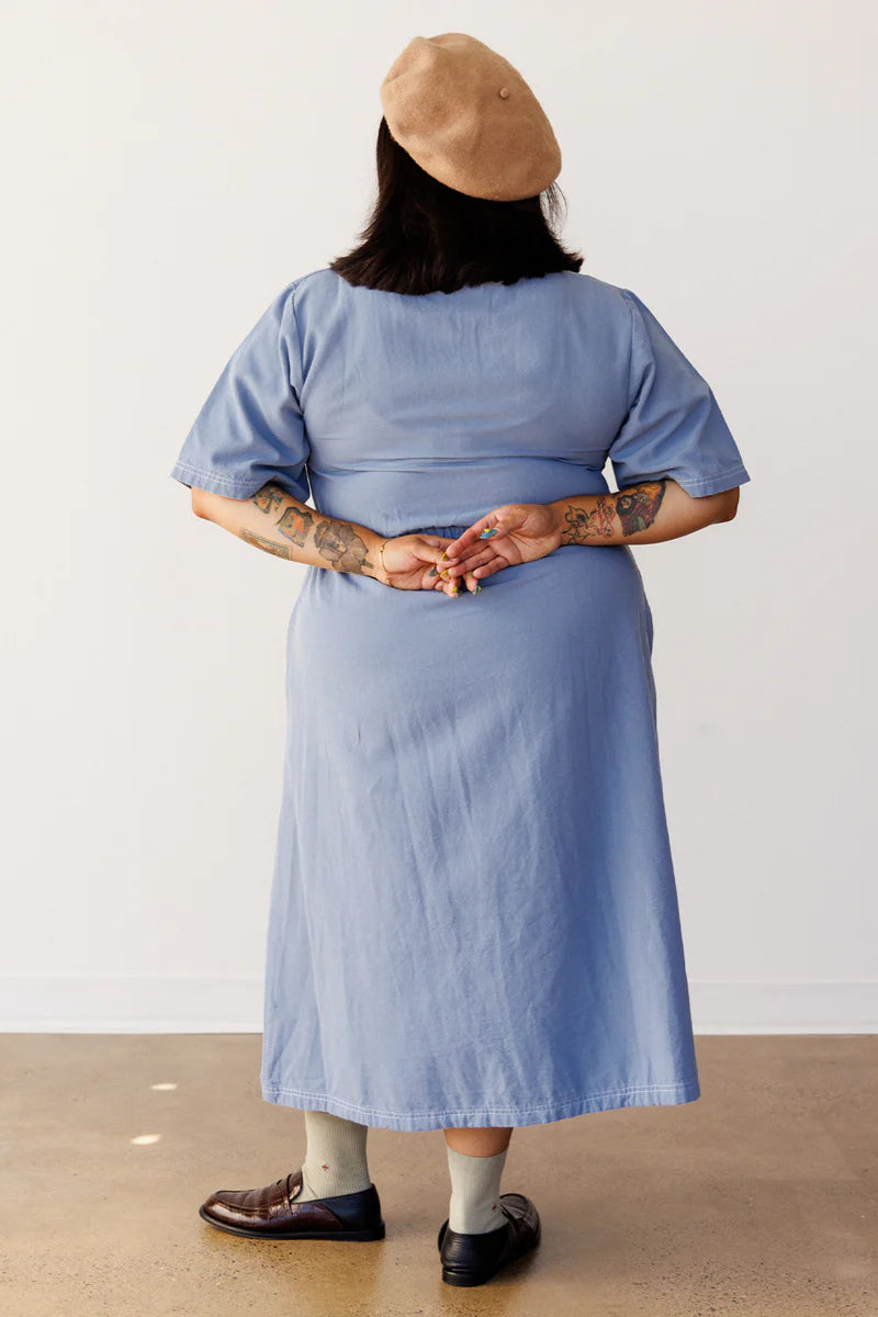 Long Utility Dress - Pebble Blue