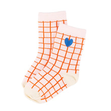 Load image into Gallery viewer, Ankle Socks - Red Grid with Hearts
