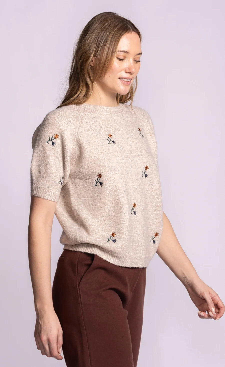 Marcella Floral Sweater - Beige