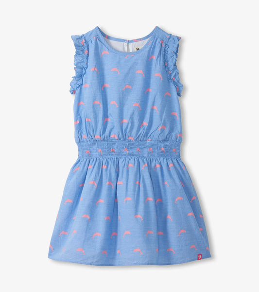 Little Pink Dolphins Woven Play Dress