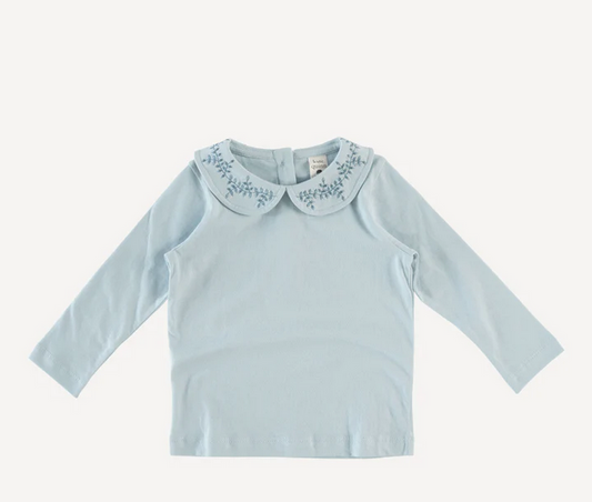 Long Sleeve Embroidered Peter Pan Tee