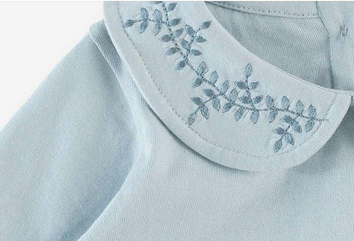 Long Sleeve Embroidered Peter Pan Tee
