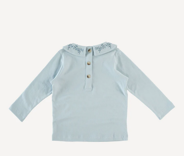 Long Sleeve Embroidered Peter Pan Tee