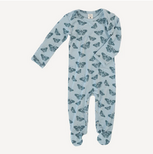 Load image into Gallery viewer, Long Sleeve Lap Neck Footie - Blue Butterfly
