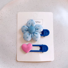 Load image into Gallery viewer, Fabric Flower Hair Clip Set Blue
