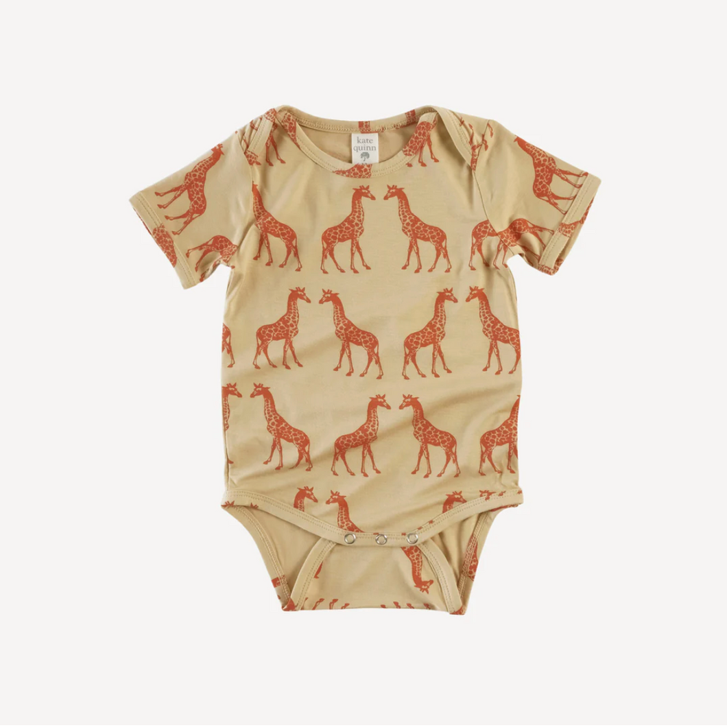 Short Sleeve Lap Neck Bodysuit - Spice Giraffes