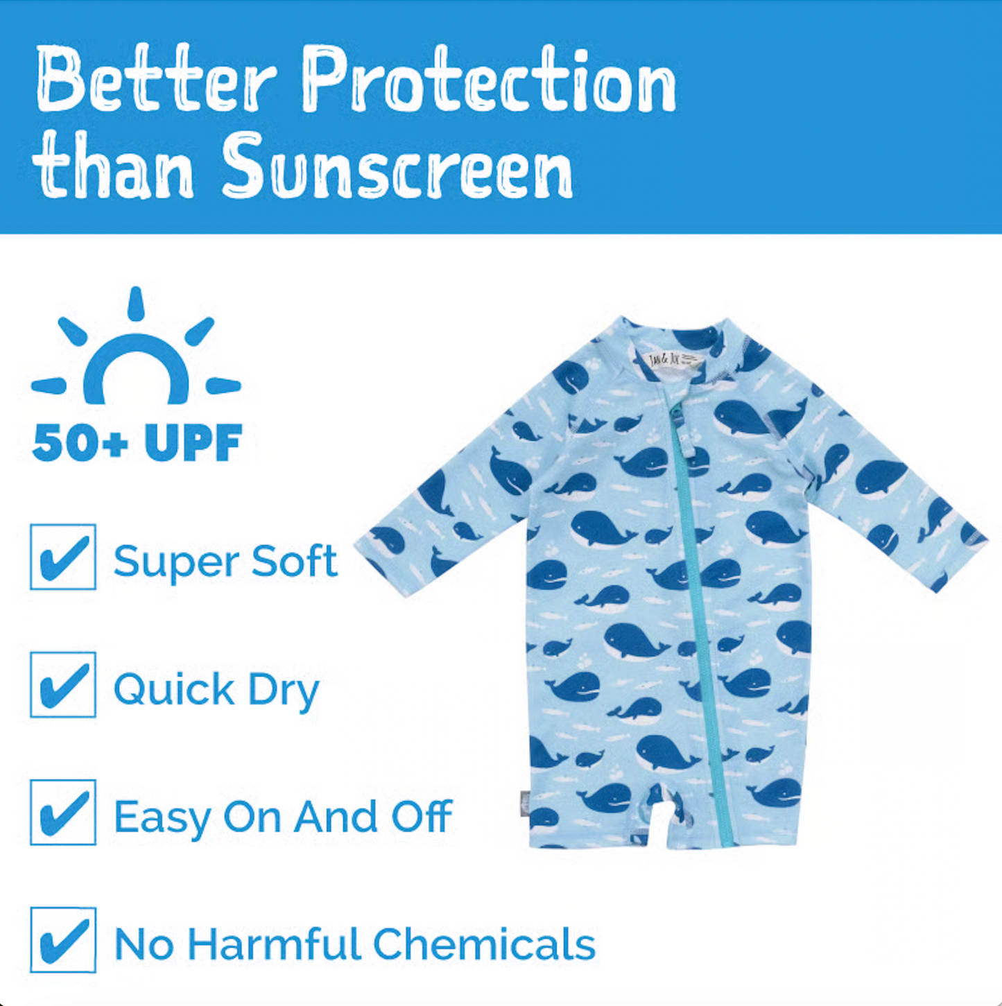 Kids One Piece UV Sun Suit | Blue Whale