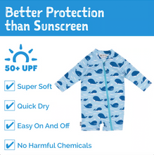 Load image into Gallery viewer, Kids One Piece UV Sun Suit | Blue Whale
