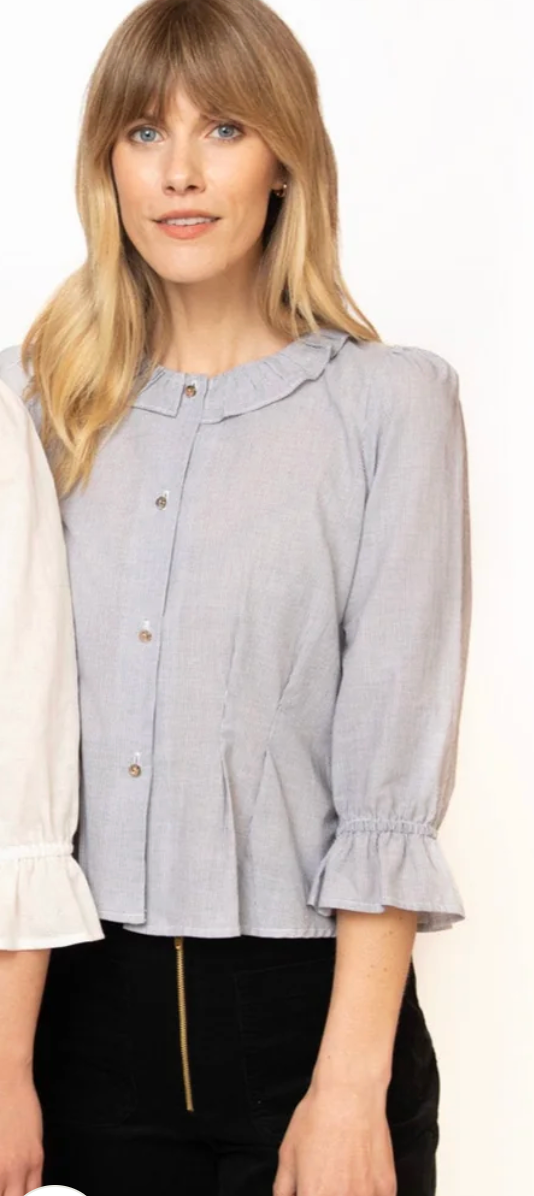 Emma Blouse - Black/White Mini Stripe