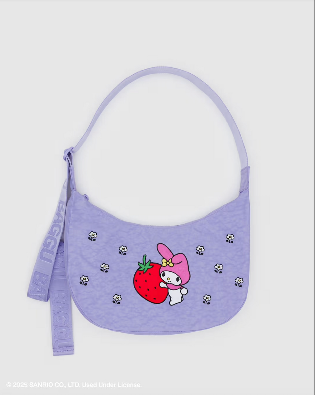 Medium Nylon Baggu Crescent Bag - Embroidered My Melody Strawberry