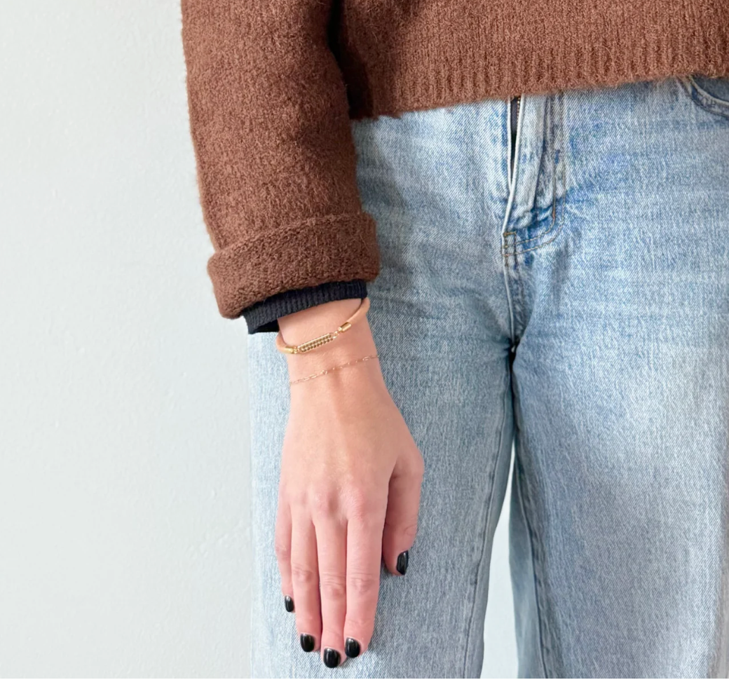 Stripe Fiber + Bead Bracelet