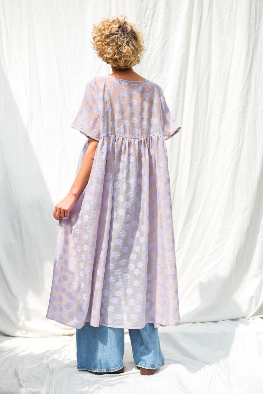 Lilac Floral Oversized Organza Dress