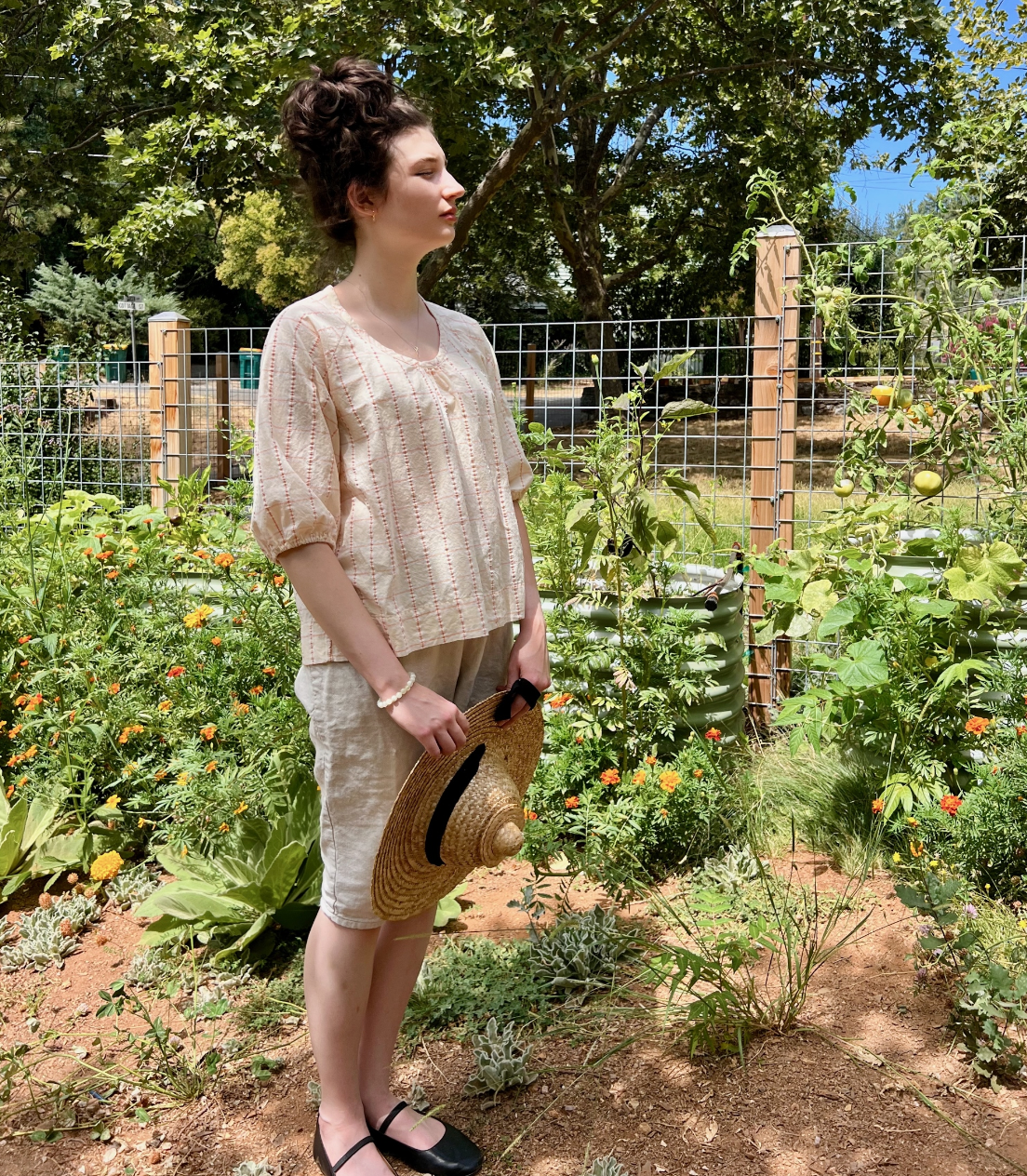 Gigi Blouse - Peach Windowpane