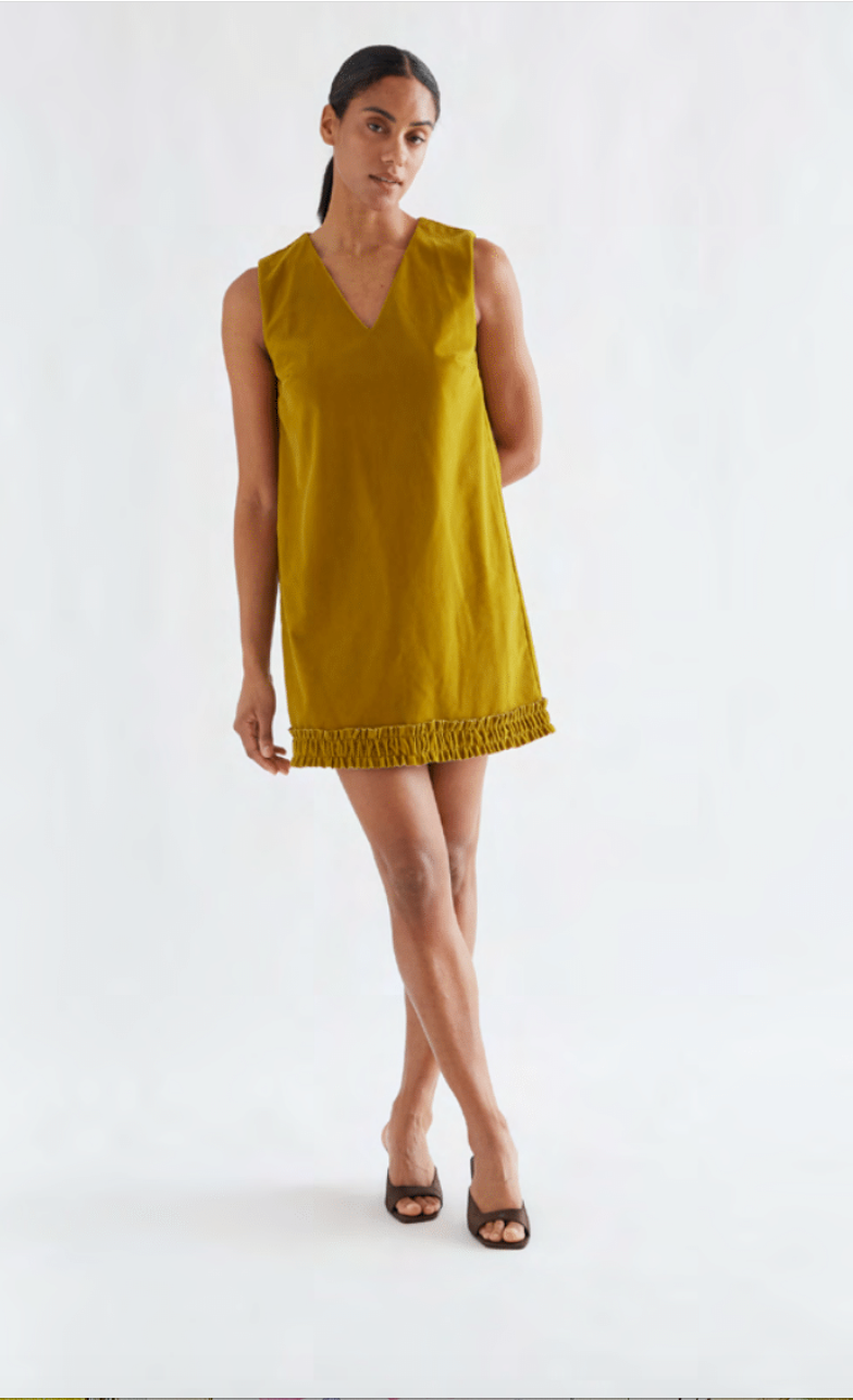 Velvet Short Dress - Ochre