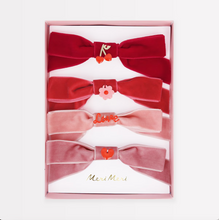 Load image into Gallery viewer, Velvet Bows With Charms Hair Clips (x 4)
