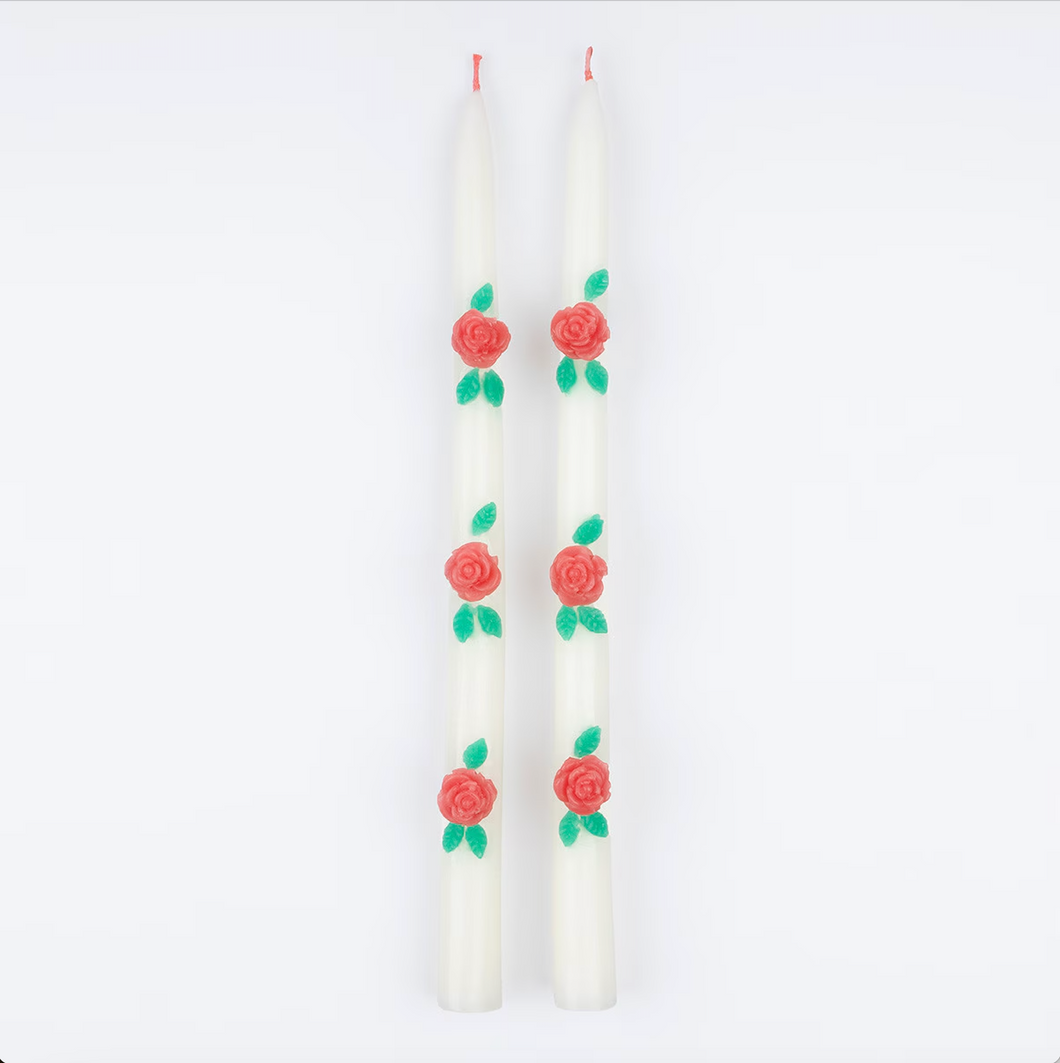 Rose Taper Candles (x2)