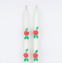 Load image into Gallery viewer, Rose Taper Candles (x2)
