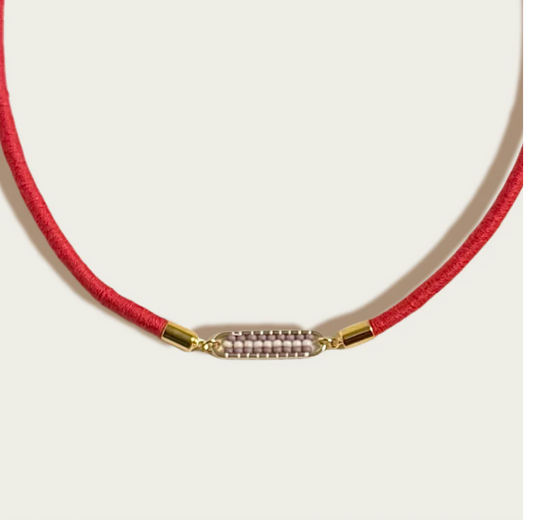 Stripe Fiber + Bead Bracelet