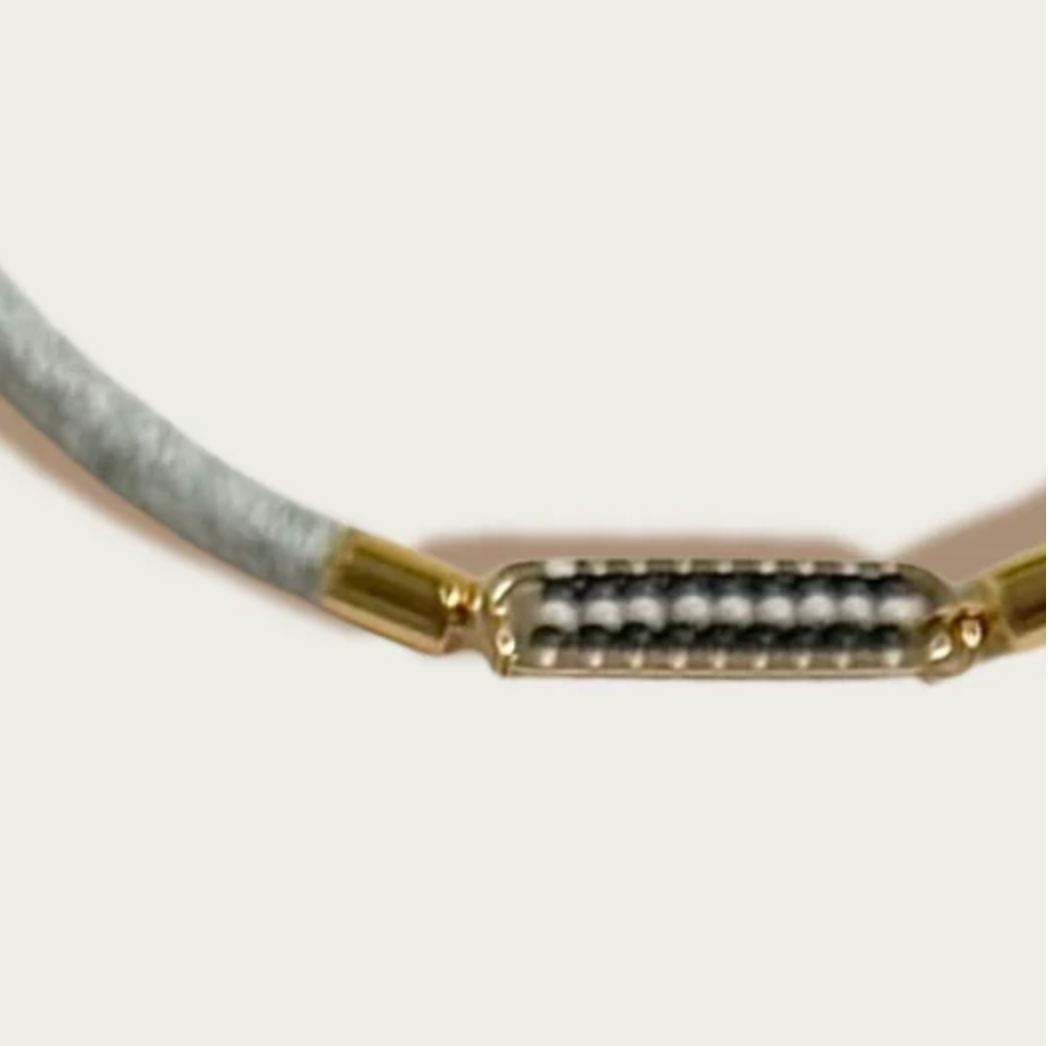 Stripe Fiber + Bead Bracelet