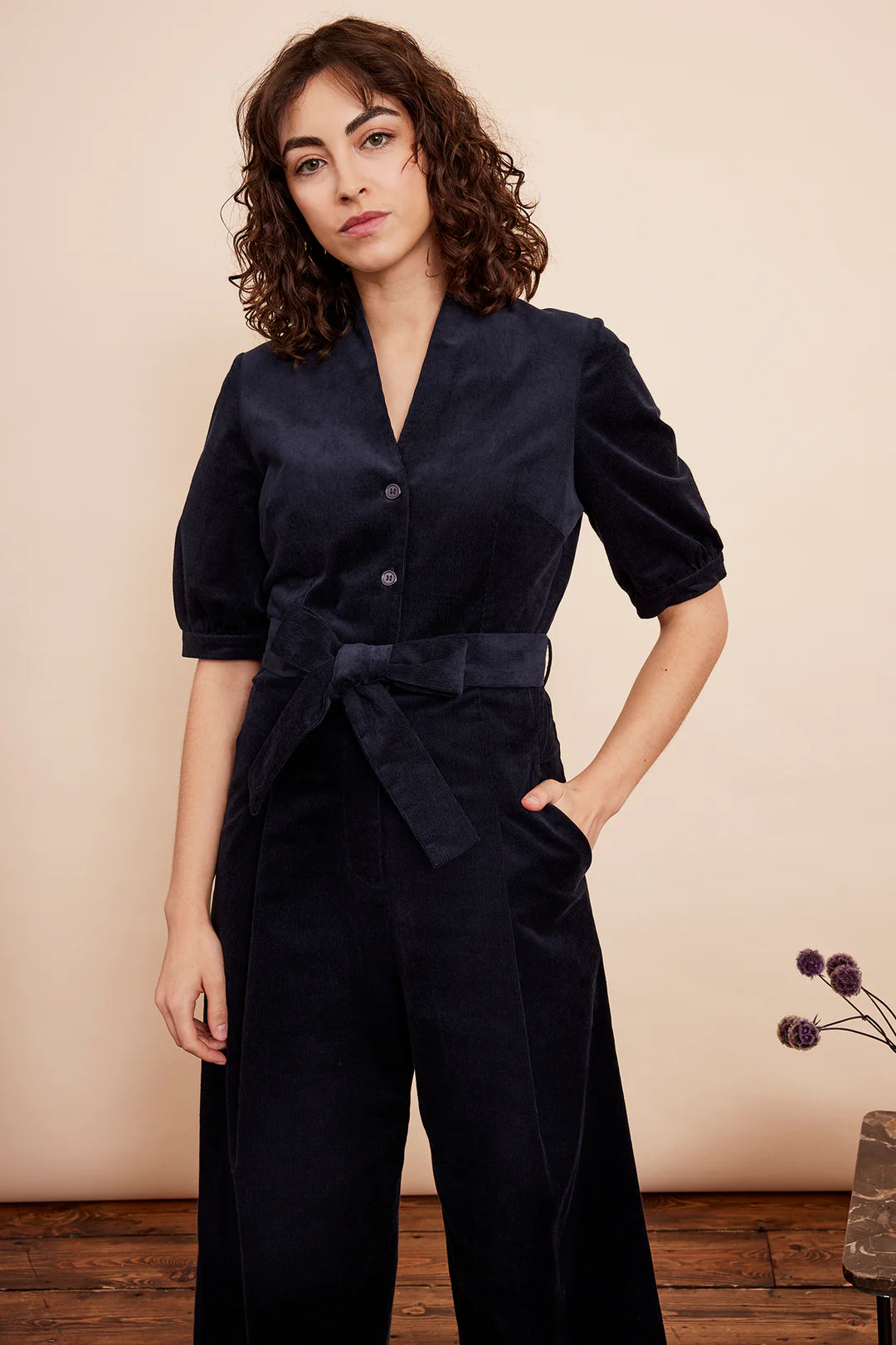 Stella Needlecord Navy Black Jumpsuit