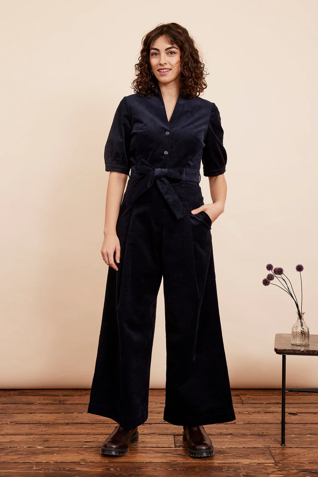 Stella Needlecord Navy Black Jumpsuit