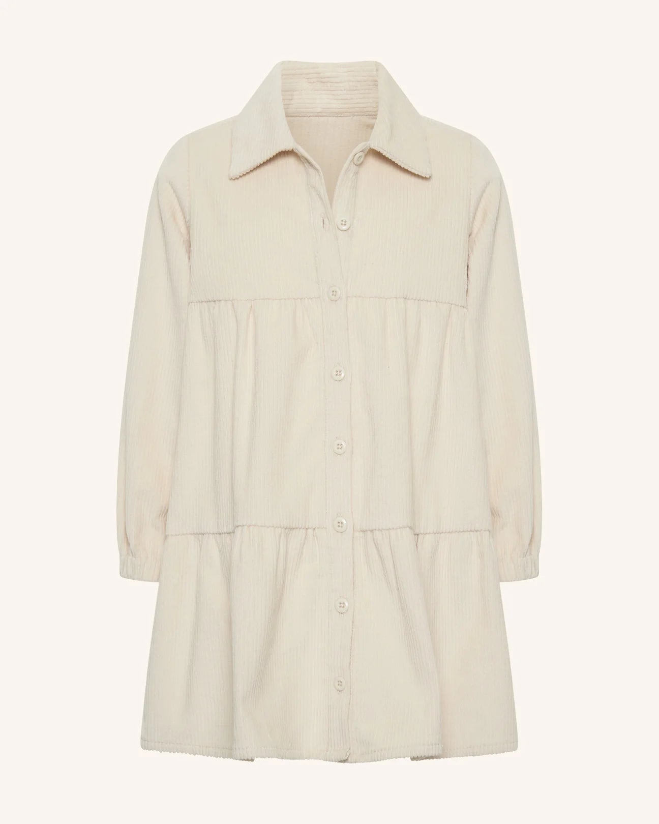 Corduroy Tiered Dress - Cream