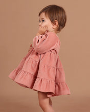 Load image into Gallery viewer, Corduroy Tiered Dress - Dusty Rose
