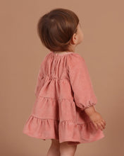 Load image into Gallery viewer, Corduroy Tiered Dress - Dusty Rose
