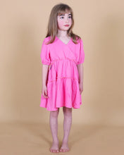 Load image into Gallery viewer, Linen Puff Sleeve Tier Dress
