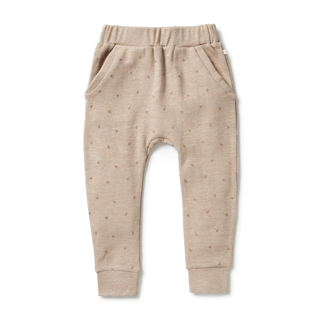 Organic Waffle Slouch Toddler Pant - Leaf Print