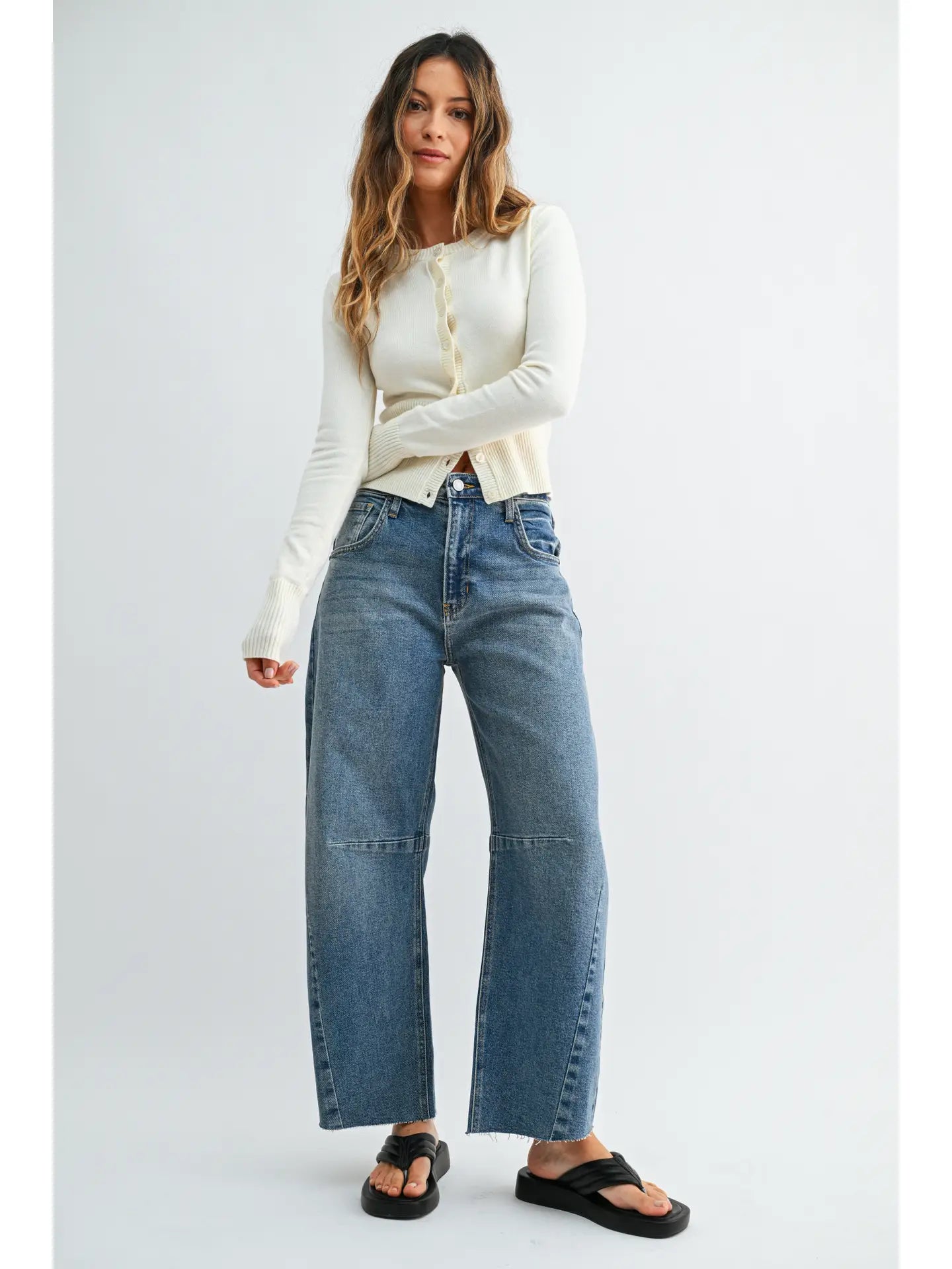Barrel Jean w/ Seams - Medium Denim