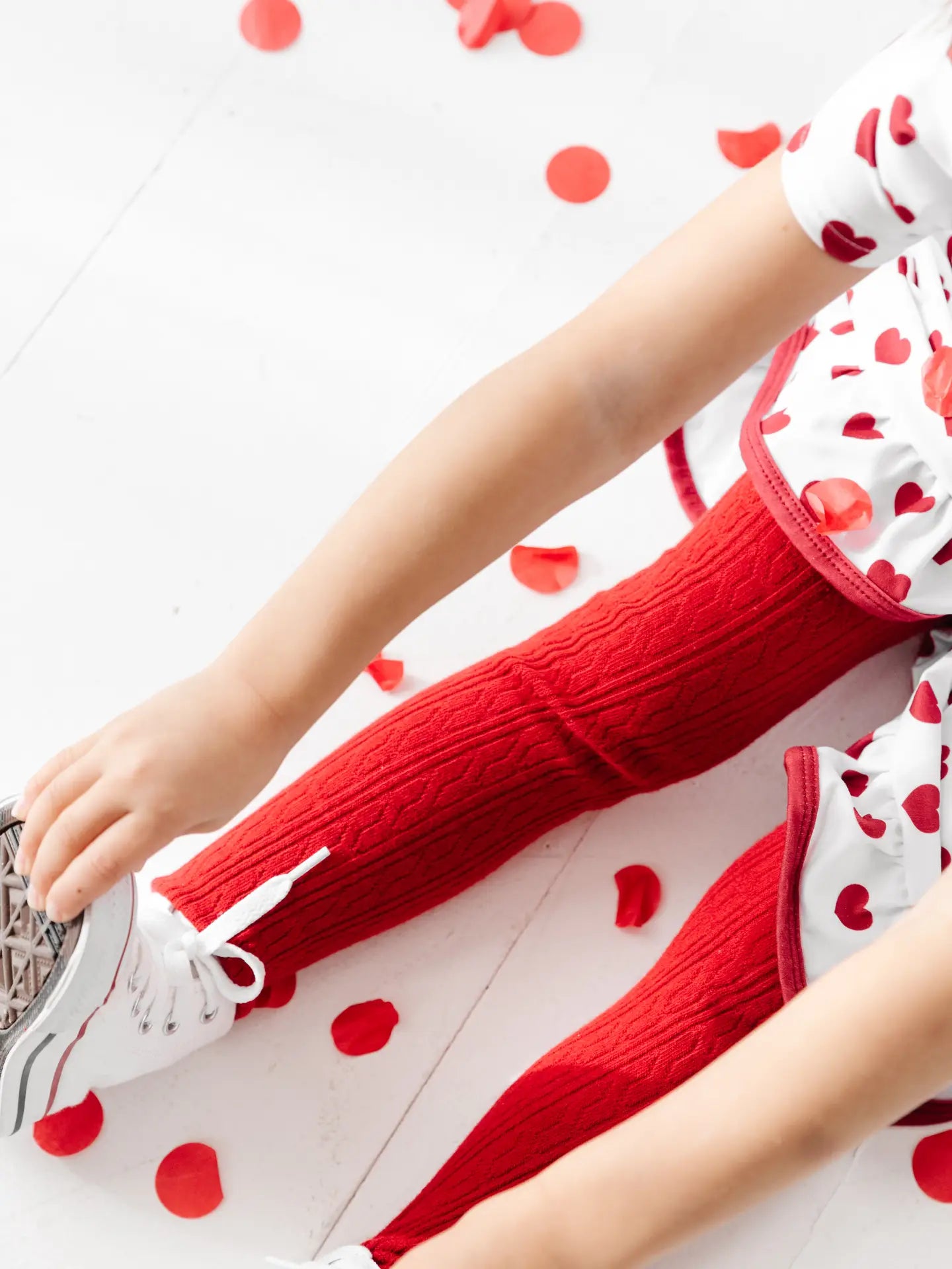 Cable Knit Tights - Cherry