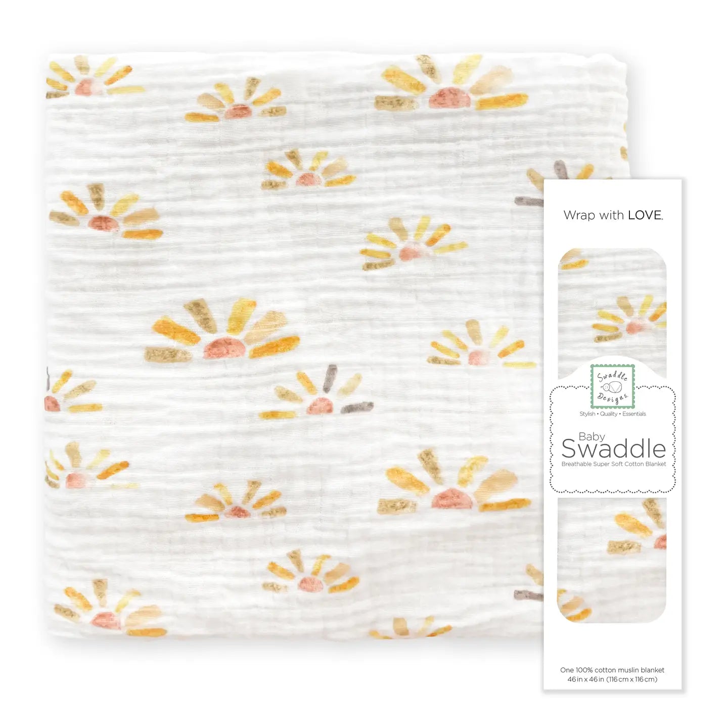 Watercolor Sunny Days Muslin Swaddle Blanket