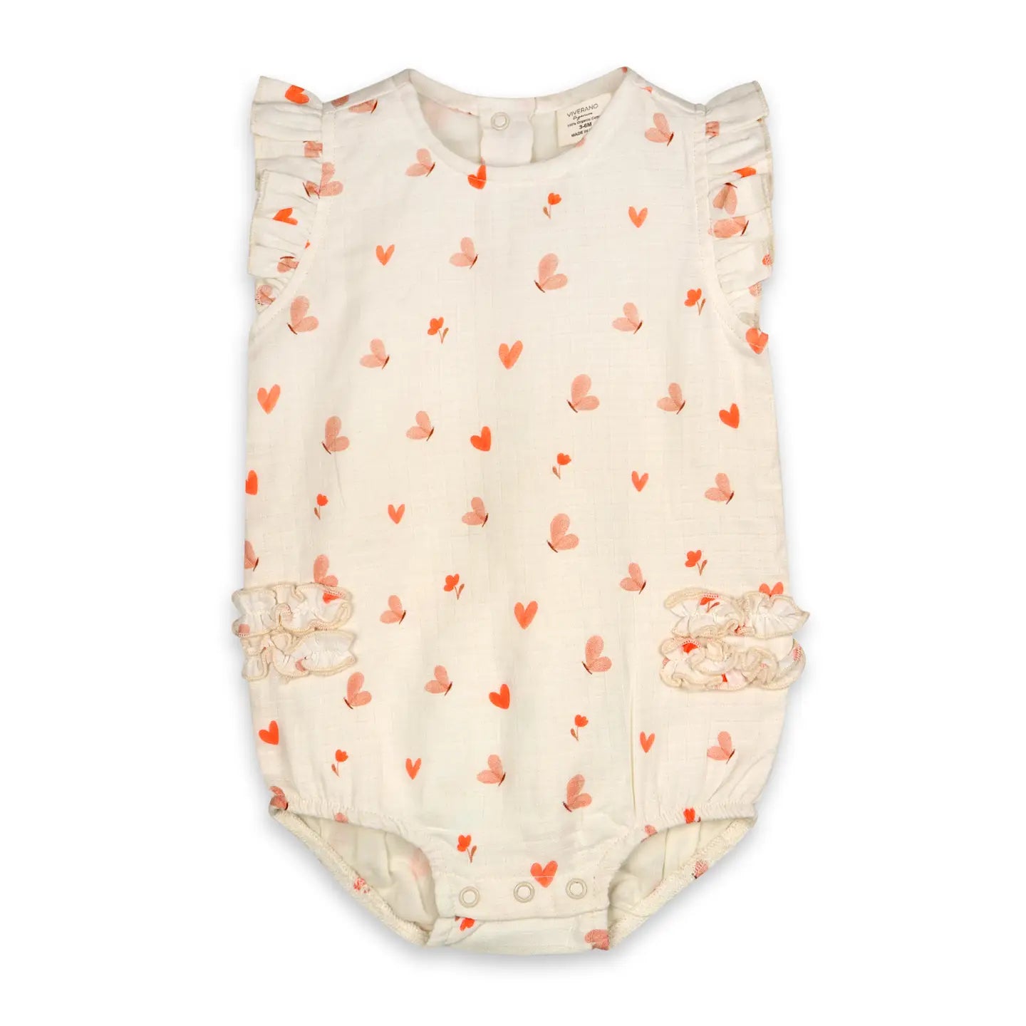 Butterfly Love Side Ruffle Baby Romper (Organic Muslin)