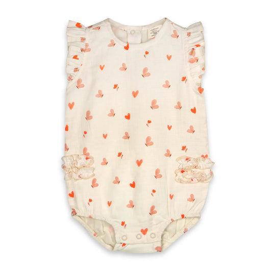 Butterfly Love Side Ruffle Baby Romper (Organic Muslin)