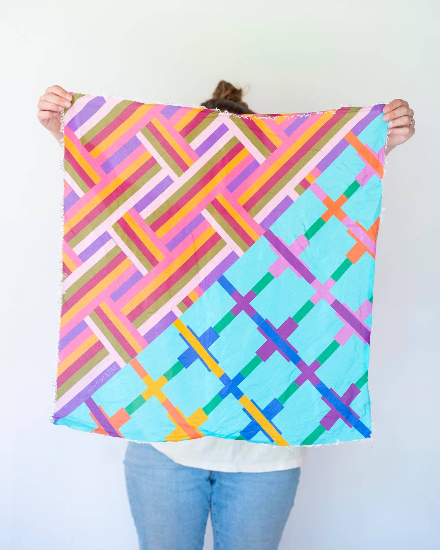 Autumn on the Plains - Crossed - Pure Silk Bandana Scarf