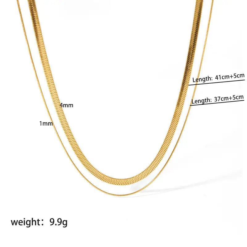 Layering Double 18K Gold Plated Chain Necklace