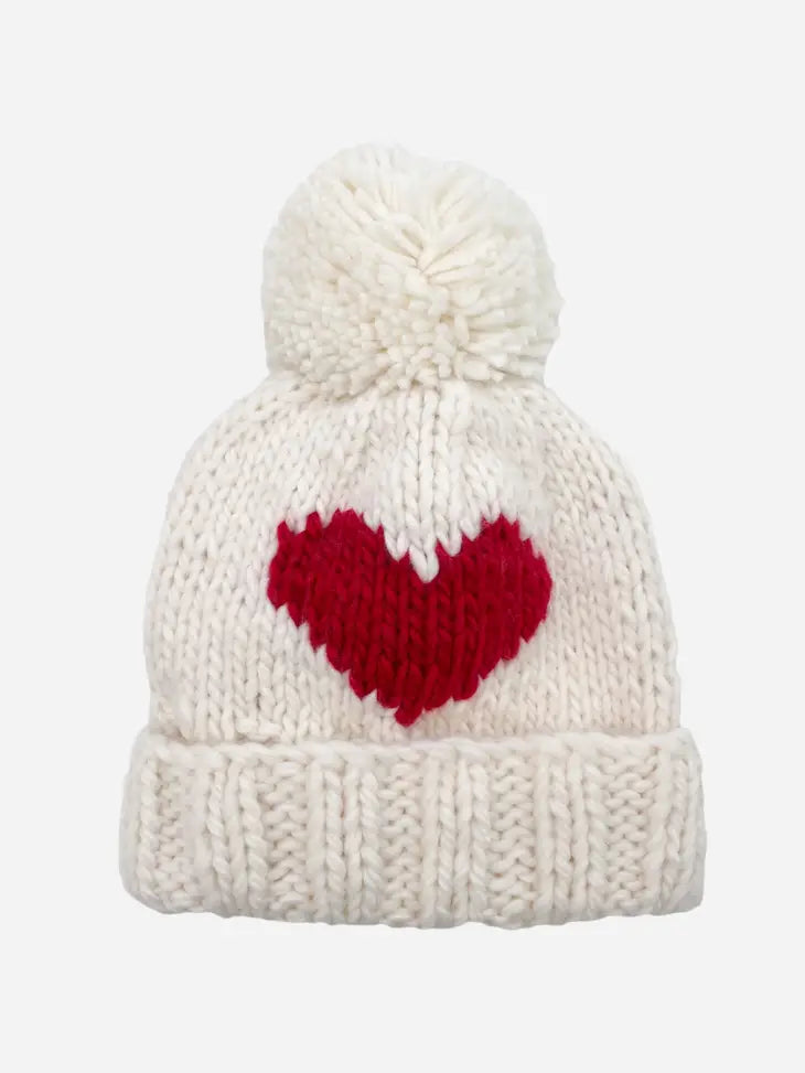 Heart Beanie, Red | Hand Knit Kids & Baby Hat