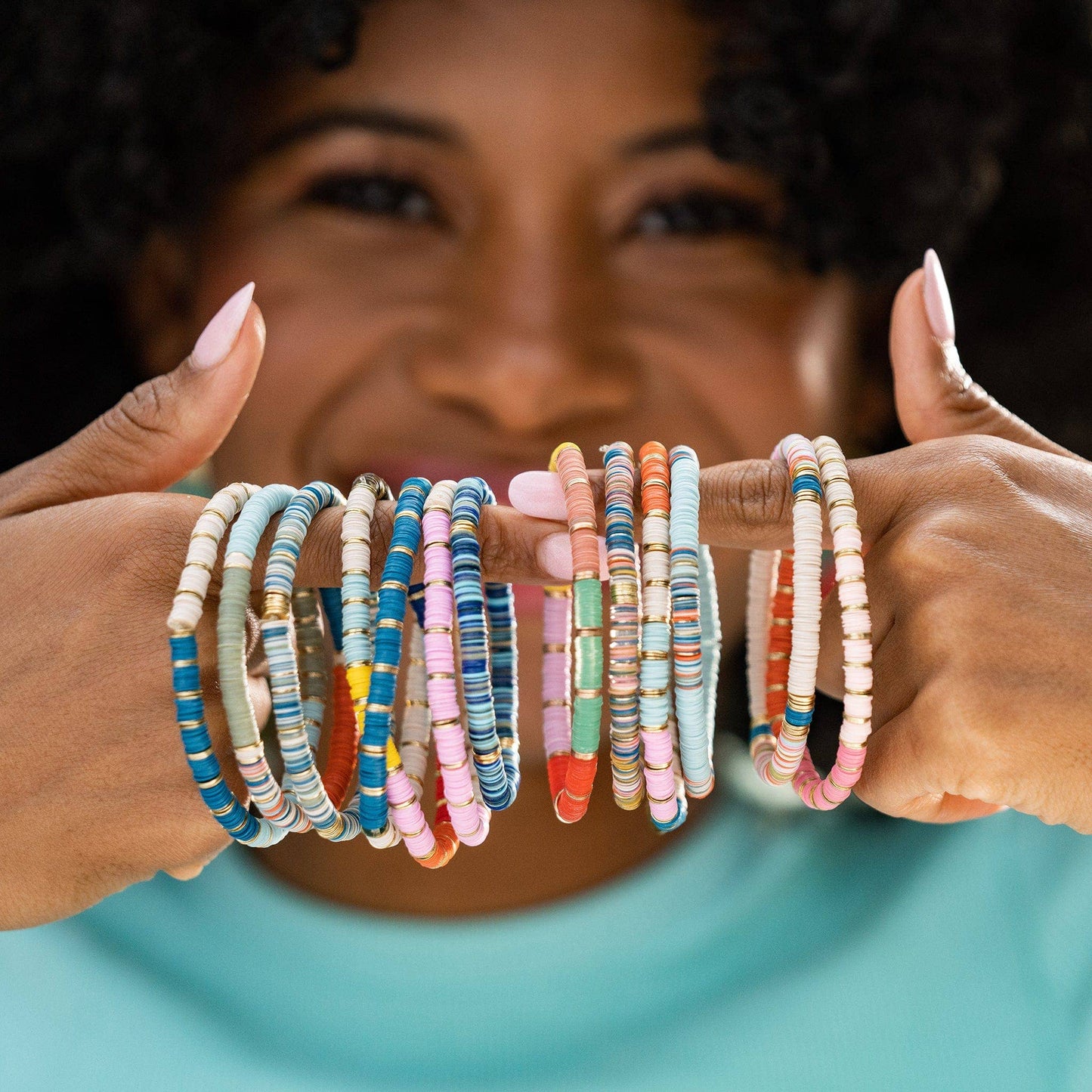 Grace Half and Half Color Block Stretch Bracelet Lilac
