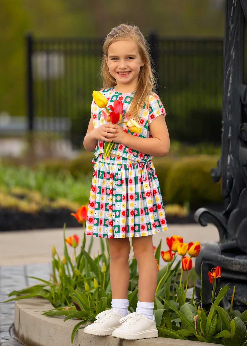 Flower Pops Cap Sleeve Two Piece Set