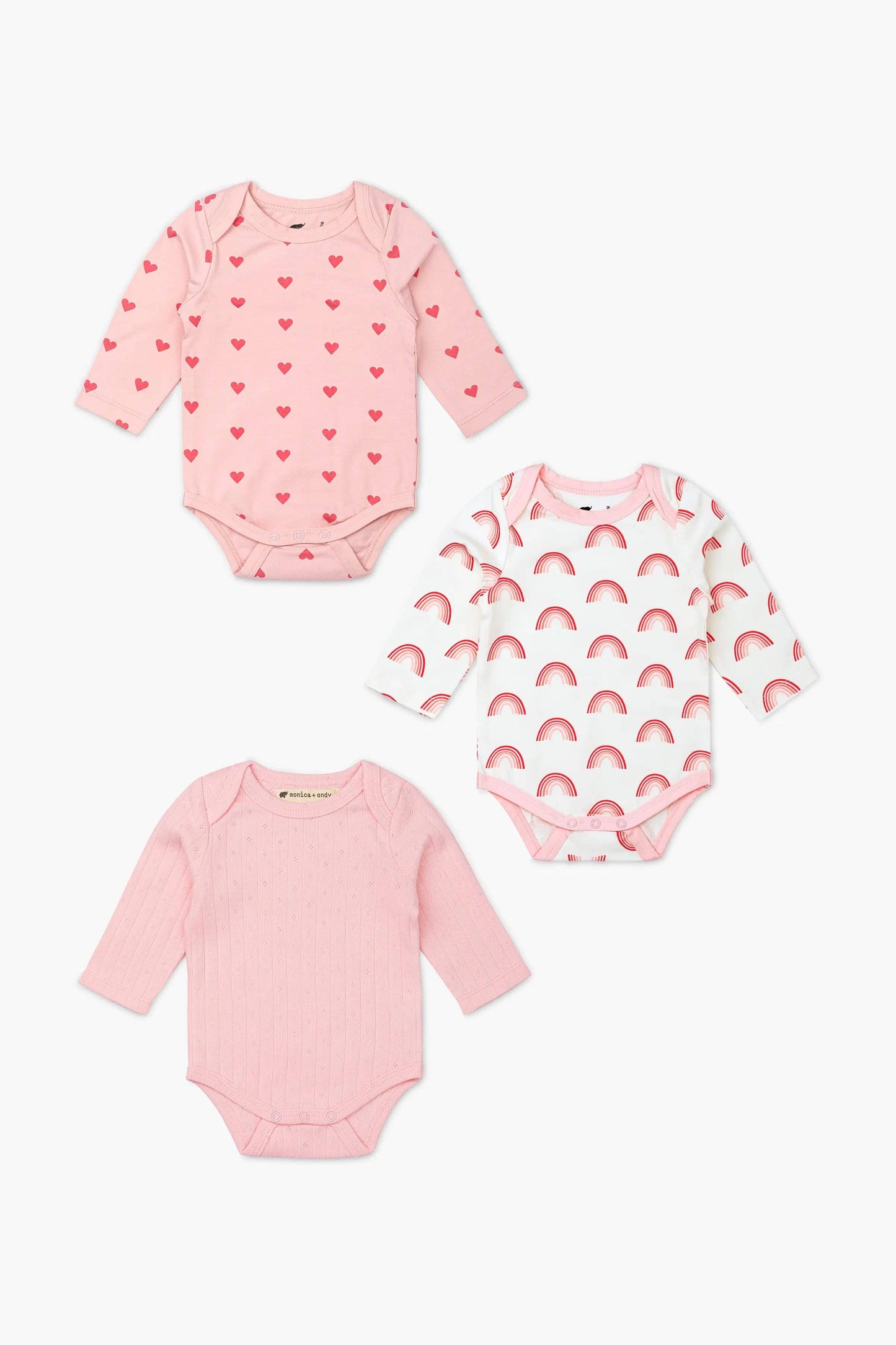 3-Pack Baby Bodysuits - Light Pink