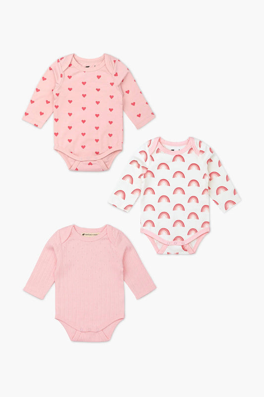 3-Pack Baby Bodysuits - Light Pink