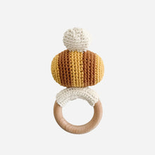 Load image into Gallery viewer, Teether Bee Cotton Crochet Rattle
