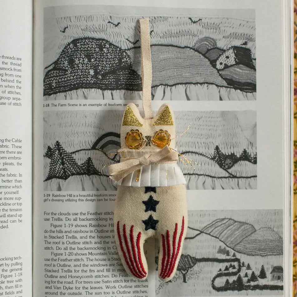 Rocket Cat, Cotton Ornament, Token, Embellished