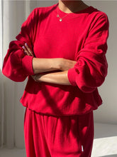 Load image into Gallery viewer, Pointelle Core Sweatshirt - Red Apple
