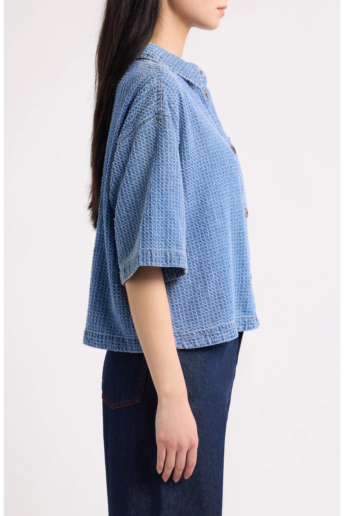 IhIsalia Short Sleeve Denim Button Up
