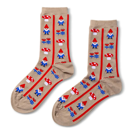 Gnome Mushroom - Small Crew Socks