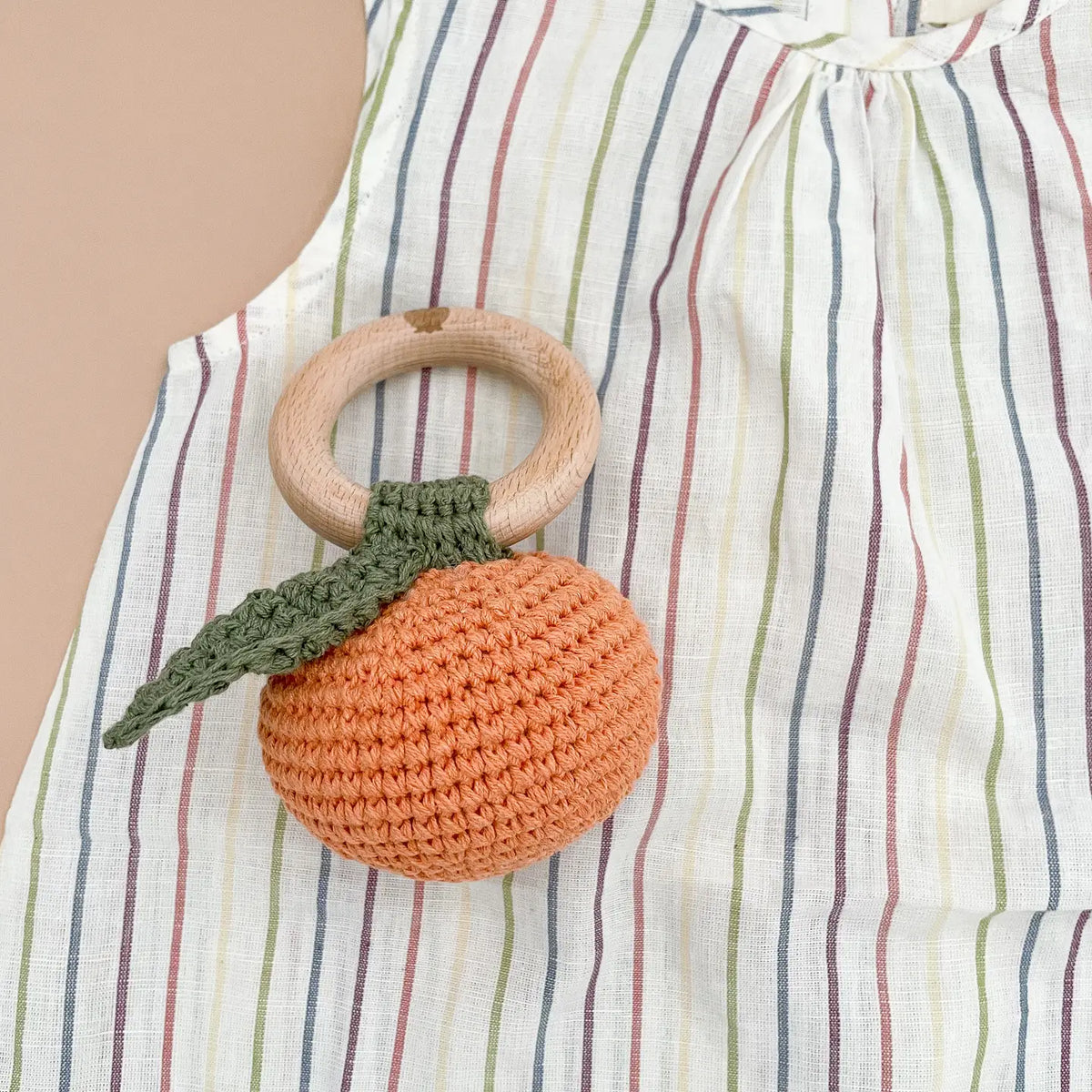 Teether Orange Cotton Crochet Rattle