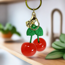 Load image into Gallery viewer, Charming Cherries Keychain Bag Charm – Cute &amp; Playful Access
