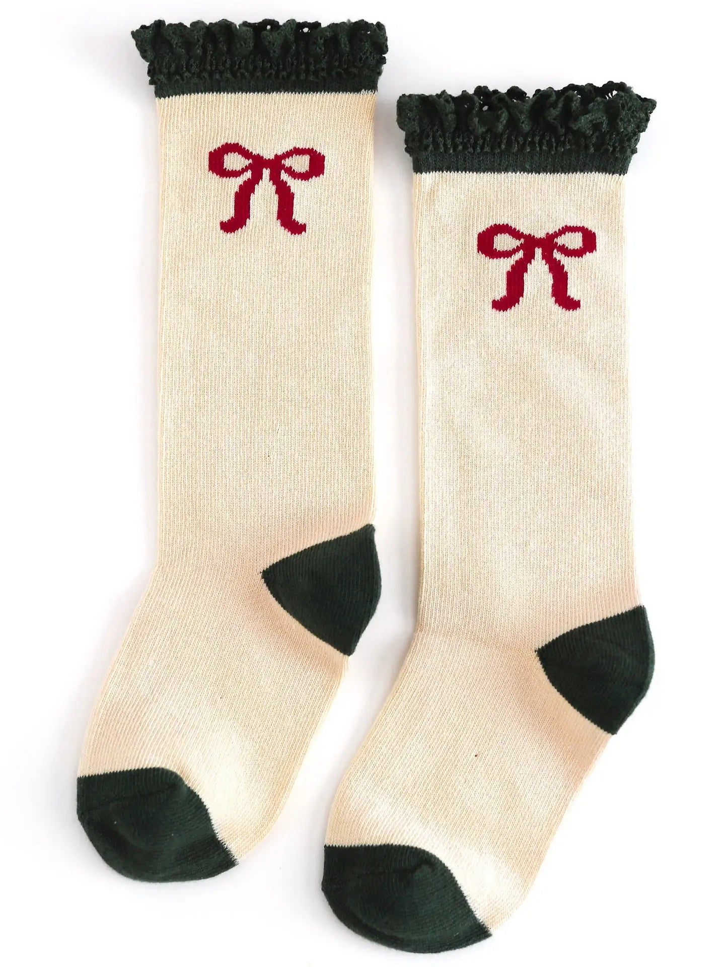 Vanilla Bow Lace Top Knee High Socks
